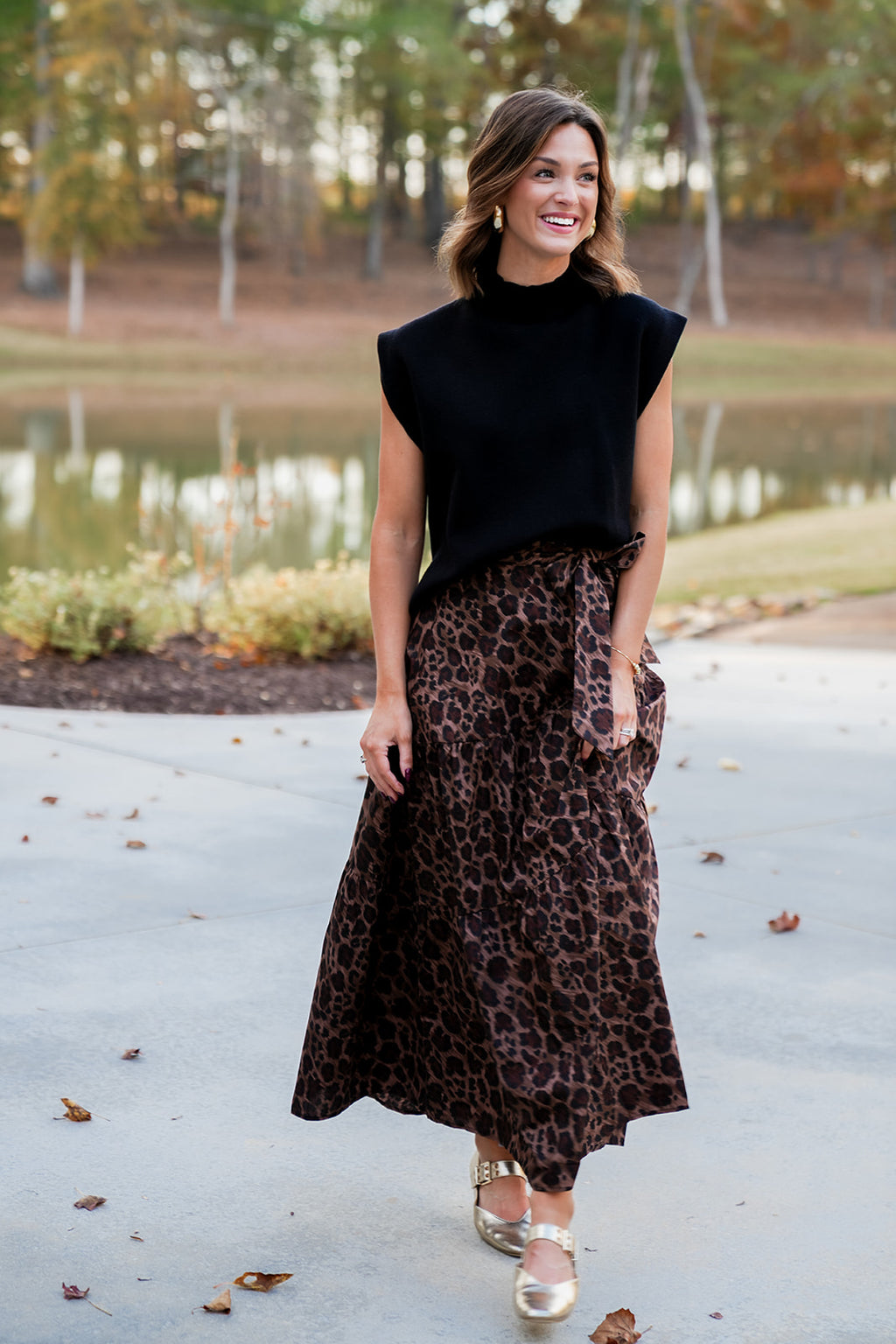 Karlie Leopard Denim Knot Tie Top
