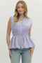 Polished Peplum Zip Front Top