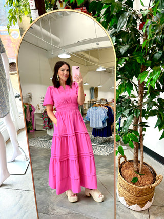 Pink Twice Tiered Maxi Dress