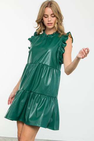 Live In Leather Tiered Dress