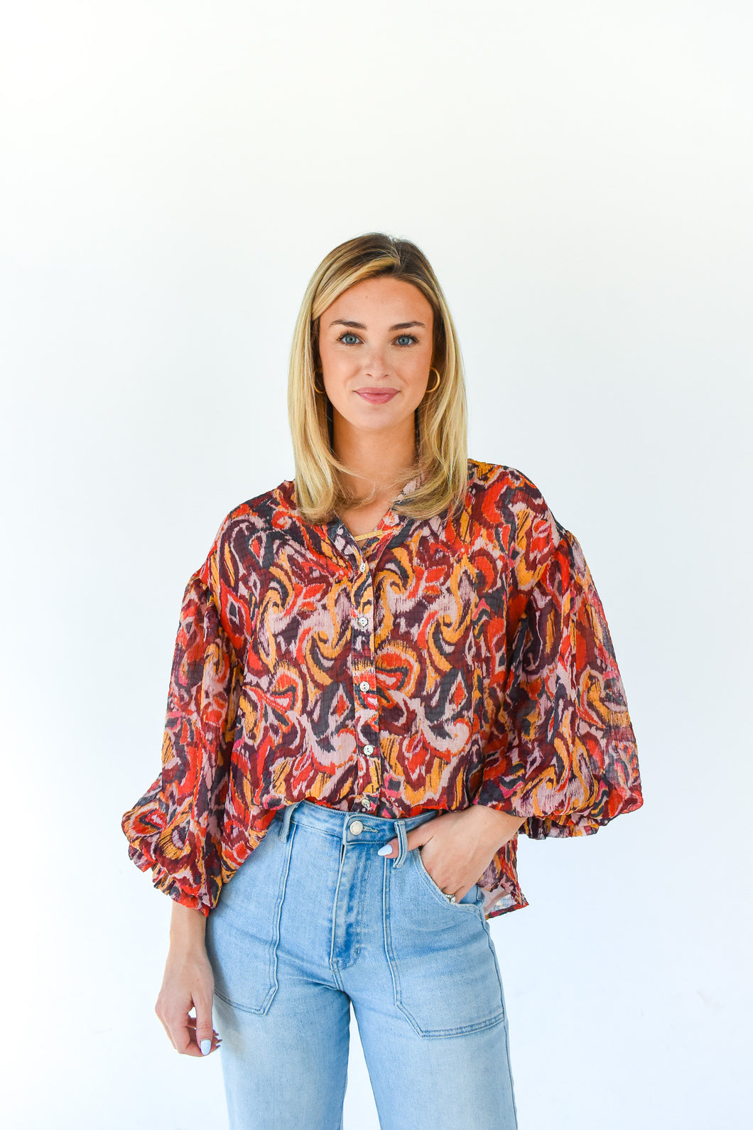 New Kid On The Smock Printed Blouse