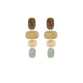 Linear Marble Square Earrings