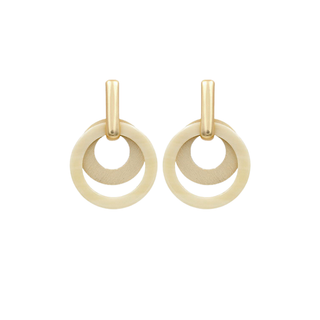 Layered Wood And Acrylic Circle Earrings