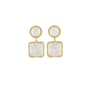 Linked Dome & Square Pearl Earrings