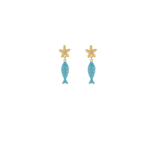 Color Coated Fish & Starfish Earrings