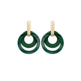 Layered Wood And Acrylic Circle Earrings