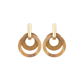 Layered Wood And Acrylic Circle Earrings