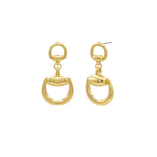 Double Horsebit Drop Earrings