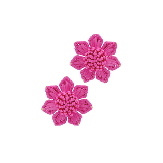 Wrapped Raffia Flower Earrings