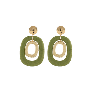 Wrapped Raffia 2 Oval Earrings
