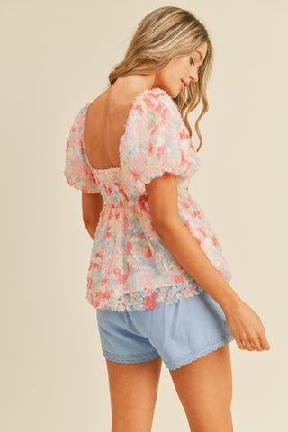 Forever Floral 3D Mesh Babydoll Top