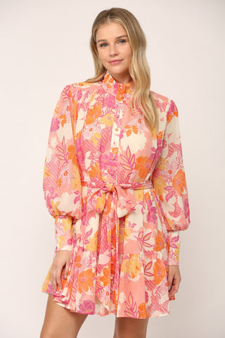 Floral And Ferocious Tie Waist Dress