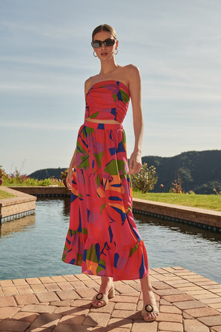 In Love With Abstract Pleated Tube Top