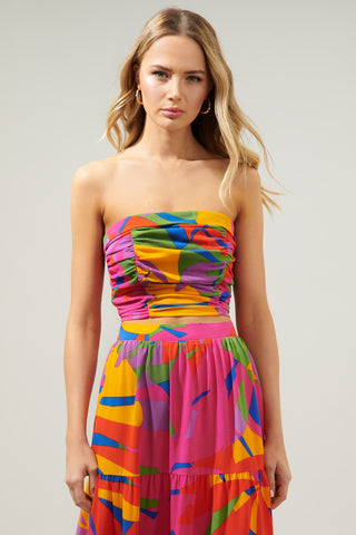 In Love With Abstract Pleated Tube Top