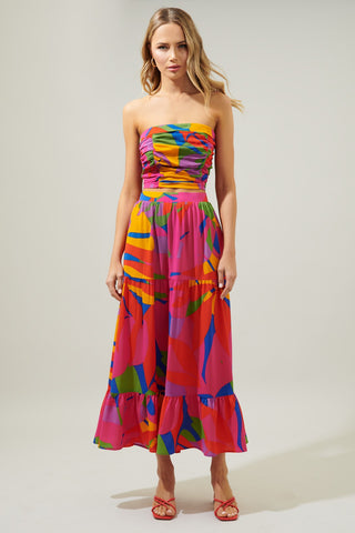 In Love With Abstract Pleated Tube Top