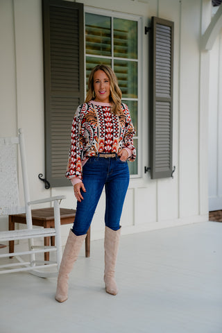 All The Right Hues Printed Sweater