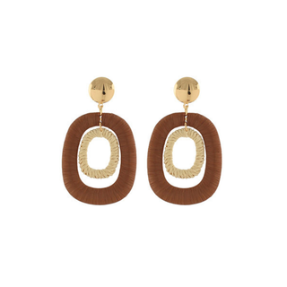 Wrapped Raffia 2 Oval Earrings