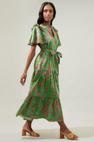 Jade Floral Tiered Shift Midi Dress
