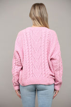 Load image into Gallery viewer, Blushing Beauty Chenille Cable Knit Sweater
