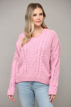 Load image into Gallery viewer, Blushing Beauty Chenille Cable Knit Sweater
