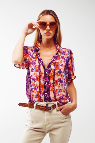 Everyday Blossoms Floral Button Up Top
