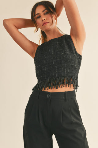 Need For Tweed Beaded Trim Top
