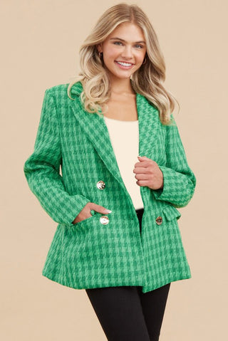 Tweed You Now Double Button Blazer