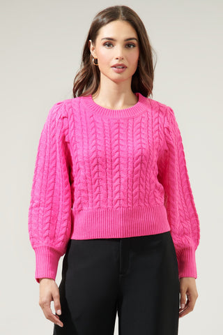 Pink Perfection Cable Knit Sweater