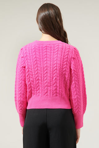Pink Perfection Cable Knit Sweater