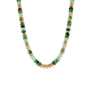 Stone Rondelle & Metal Necklace Set