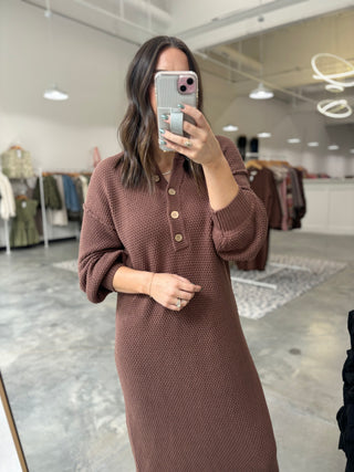 Cocoa Cozy Knitted Midi Dress