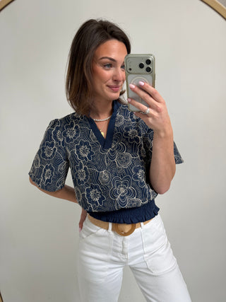 Thread Lightly Floral Embroidered Top