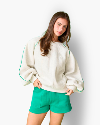 A Pop Of Piping Crewneck Sweatshirt