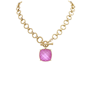 Square Stone Pendant Necklace