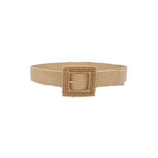 Square Rattan Buckle Straw Belt