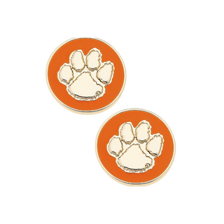 Clemson Tigers Logo Circle Stud Earrings