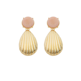 Shell and Dome Stone Earrings