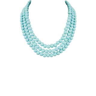 3 Row Color Wood Ball Necklace