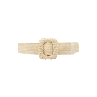 Rectangle Buckle Straw Stretch Belt
