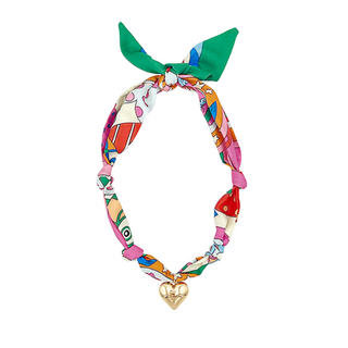 Scarf and Bold Heart Charm Necklace