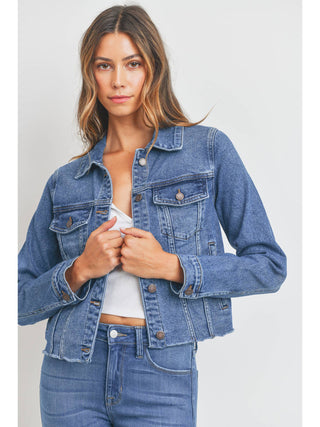 Just Black Vintage Dark Distressed Denim Jacket