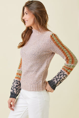 Cozy Craze Leopard Sleeve Sweater