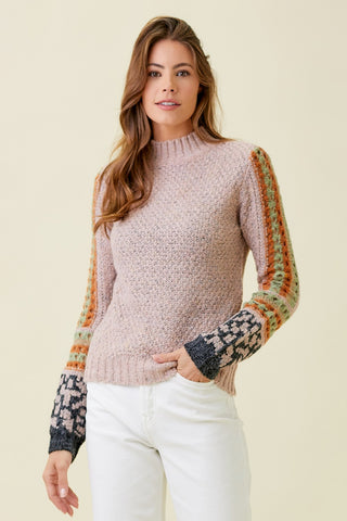 Cozy Craze Leopard Sleeve Sweater