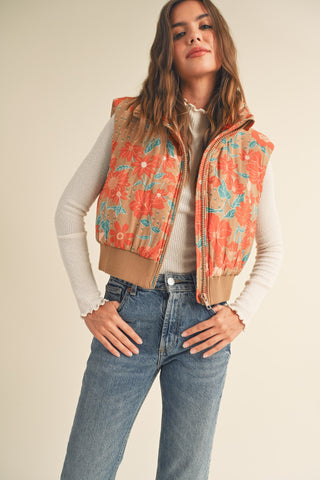 In A Bubble Floral Puffer Vest