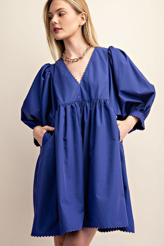 I Blue It Lace Trim Dress