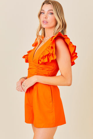 The Wait Is Over Ruffle Sleeve Romper