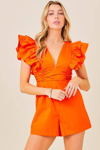 The Wait Is Over Ruffle Sleeve Romper