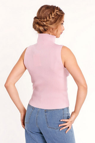 Mock Party Sleeveless Ribbed Top