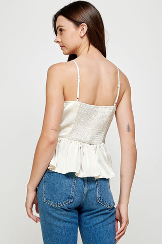 Pleasing Peplum Satin Cami Top