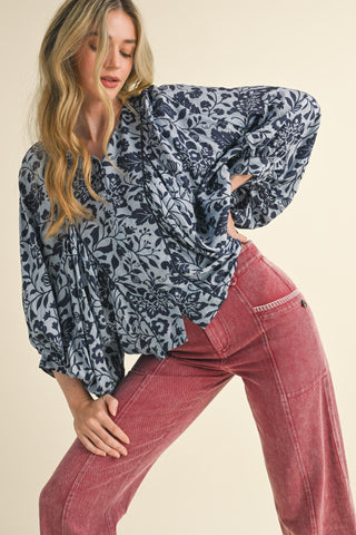 Floral Forecast Button Down Top